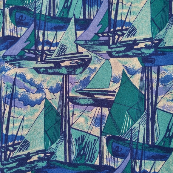 Vintage 90's Baxter International Men's Sailboat Pattern S/S Button Up, Size L - Picture 3 of 6